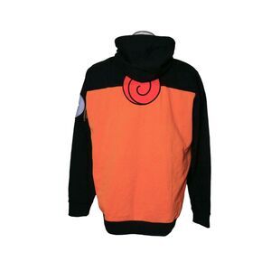 Hot Topic Naruto Shippuden Hoodie Sz L Black Orange Red Ripple Junction EUC